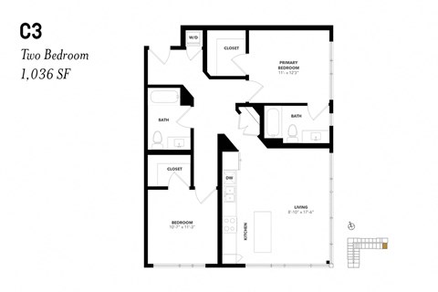 Two Bedroom C3 1036 SF - The Lark